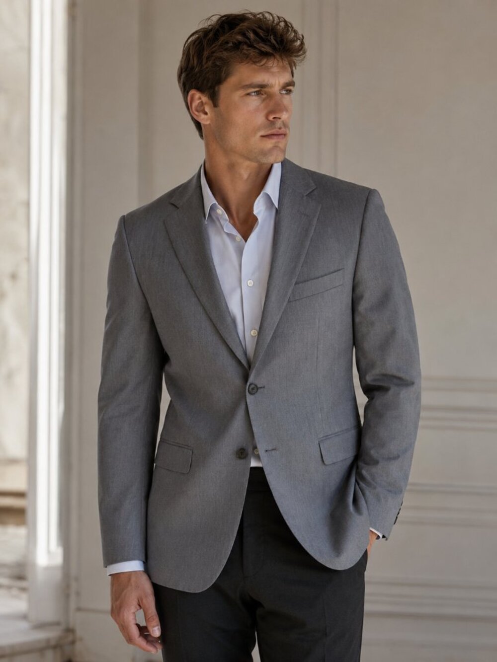 Ravazzolo Grey Wool Blazer Jacket Size 42R Made in Italy